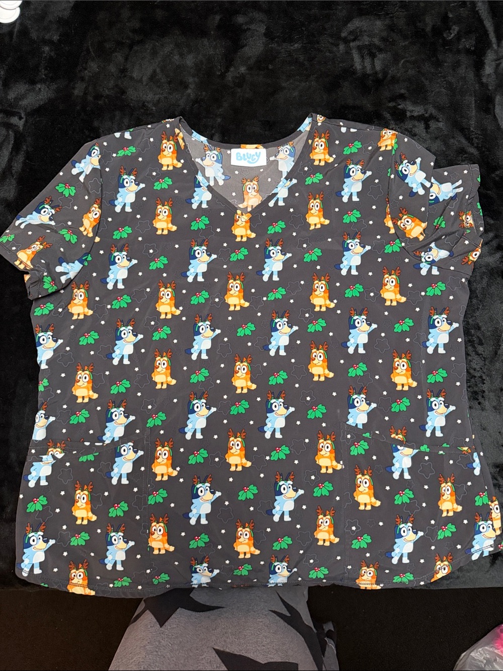 Bluey and friend Holiday print Scrub top